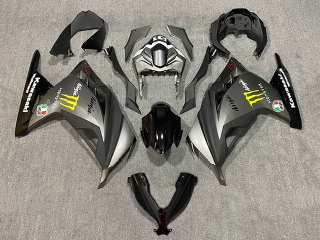 Carenados Moto Kawasaki EX300 2013-2024 - Gris Mate Negro Amarillo Monstruo