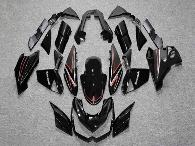 Carenados Moto Kawasaki Z1000 2010-2013 - Negro Brillante Rojo Raya