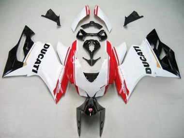 Carenados Moto Ducati Panigale 1199 2011-2014 - Blanco Rojo Negro Brillante Raya