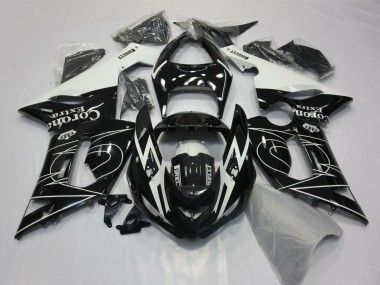 Carenados Moto Kawasaki ZX6R 2005-2006 - Negro Brillante Blanco Corona Extra Tribal