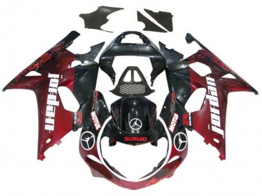 Carenados Moto Suzuki GSXR1000 2000-2002 - Negro Brillante Rojo Oscuro Jordan