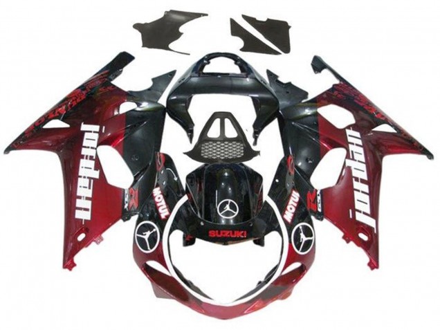Carenados Moto Suzuki GSXR1000 2000-2002 - Negro Brillante Rojo Oscuro Jordan