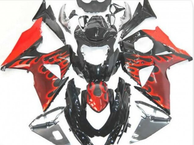 Carenados Moto Suzuki GSXR 1000 2009-2016 - Negro Brillante Rojo Llama