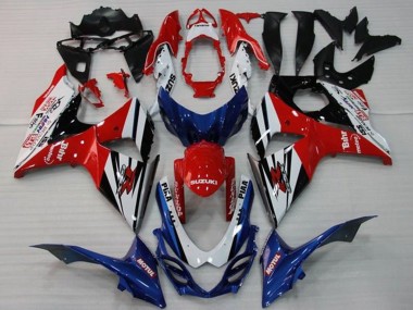 Carenados Moto Suzuki GSXR 1000 2009-2016 - Blanco Rojo Azul Negro Raya