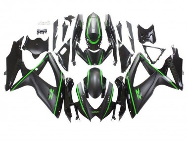 Carenados Moto Suzuki GSXR 600 / GSXR 750 2008-2010 - Negro Mate Verde Raya