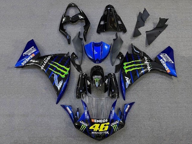 Carenados Moto Yamaha YZF 1000 R1 2012-2014 - Negro Brillante Azul Verde Monstruo Energy ENEOS Yamalube