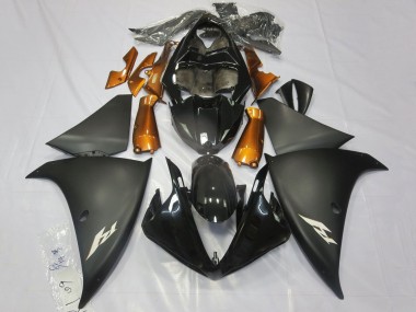 Carenados Moto Yamaha YZF 1000 R1 2012-2014 - Negro Brillante Negro Mate Naranja