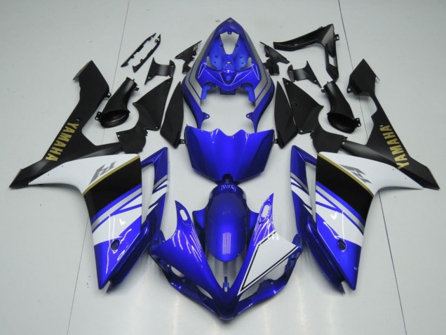 Carenados Moto Yamaha YZF 1000 R1 2007-2008 - Azul Blanco Negro Oro Calcomanía