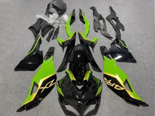 Carenados Moto Kawasaki ZX4R ZX-4RR 2019-2025 - Negro Brillante Verde Oro