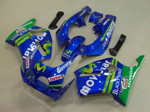 Carenados Moto Honda CBR250RR MC19 1988-1989 - Azul Verde Blanco MoviStar Rojo Castrol