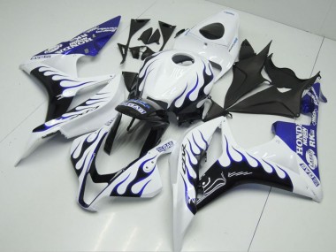 Carenados Moto Honda CBR600RR 2007-2008 - Blanco Azul Negro Brillante Llama