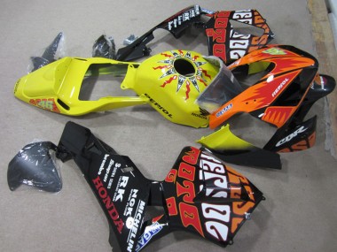 Carenados Moto Honda CBR600RR 2003-2004 - Amarillo Naranja Negro Brillante Rossi Repsol 46