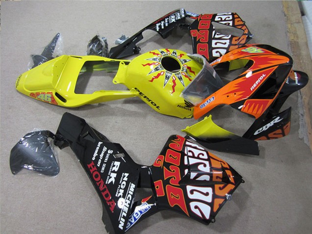Carenados Moto Honda CBR600RR 2005-2006 - Negro Naranja Amarillo Rossi Repsol