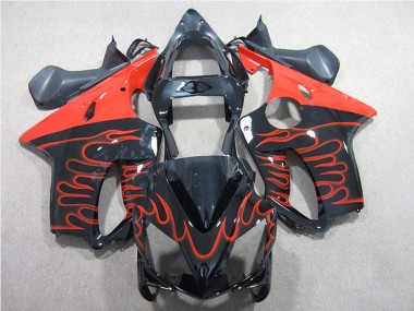 Kits Carenado Moto Honda CBR600 F4i 2001-2003 - Negro Brillante Rojo Llama