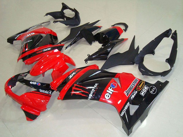 Carenados Moto Kawasaki ZX250R 2008-2012 - Rojo Negro Brillante Elf Touch4 Monstruo