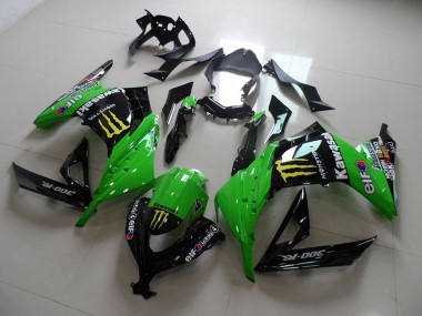 Carenados Moto Kawasaki ZX300R 2013-2018 - Verde Negro Brillante Amarillo Elf Touch4 Monstruo