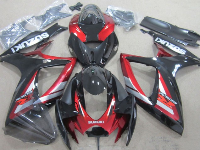 Carenados Moto Suzuki GSXR 600 2006-2007 - Negro Brillante Rojo Plata