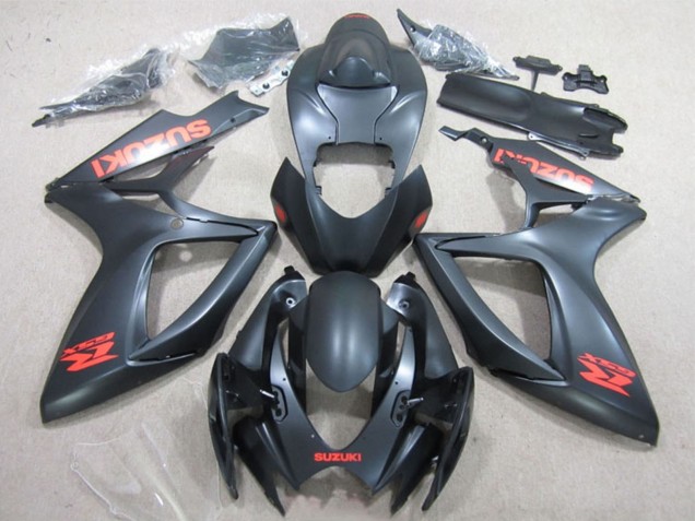 Carenados Moto Suzuki GSXR 600 2006-2007 - Negro Mate Rojo Calcomanía