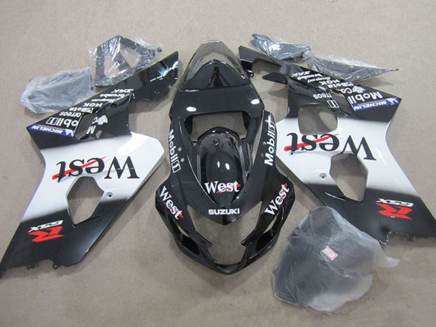 Carenados Moto Suzuki GSXR 750 2004-2005 - Negro Brillante Blanco West Mobil