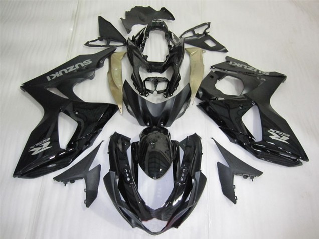 Carenados Moto Suzuki GSXR 1000 2009-2016 - Negro Brillante Plata Calcomanía
